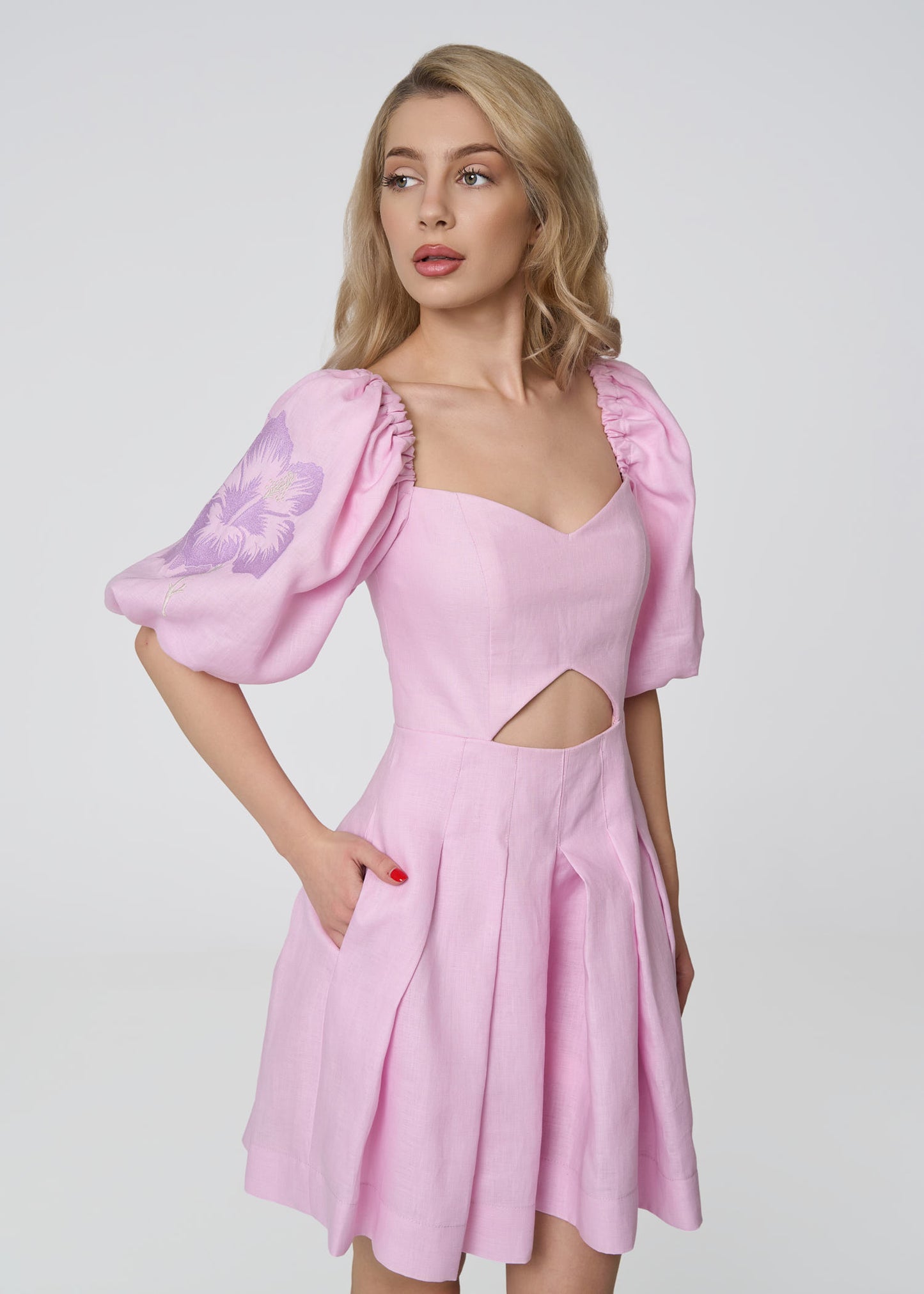 Hibiscus Allure Linen Overall-Pink