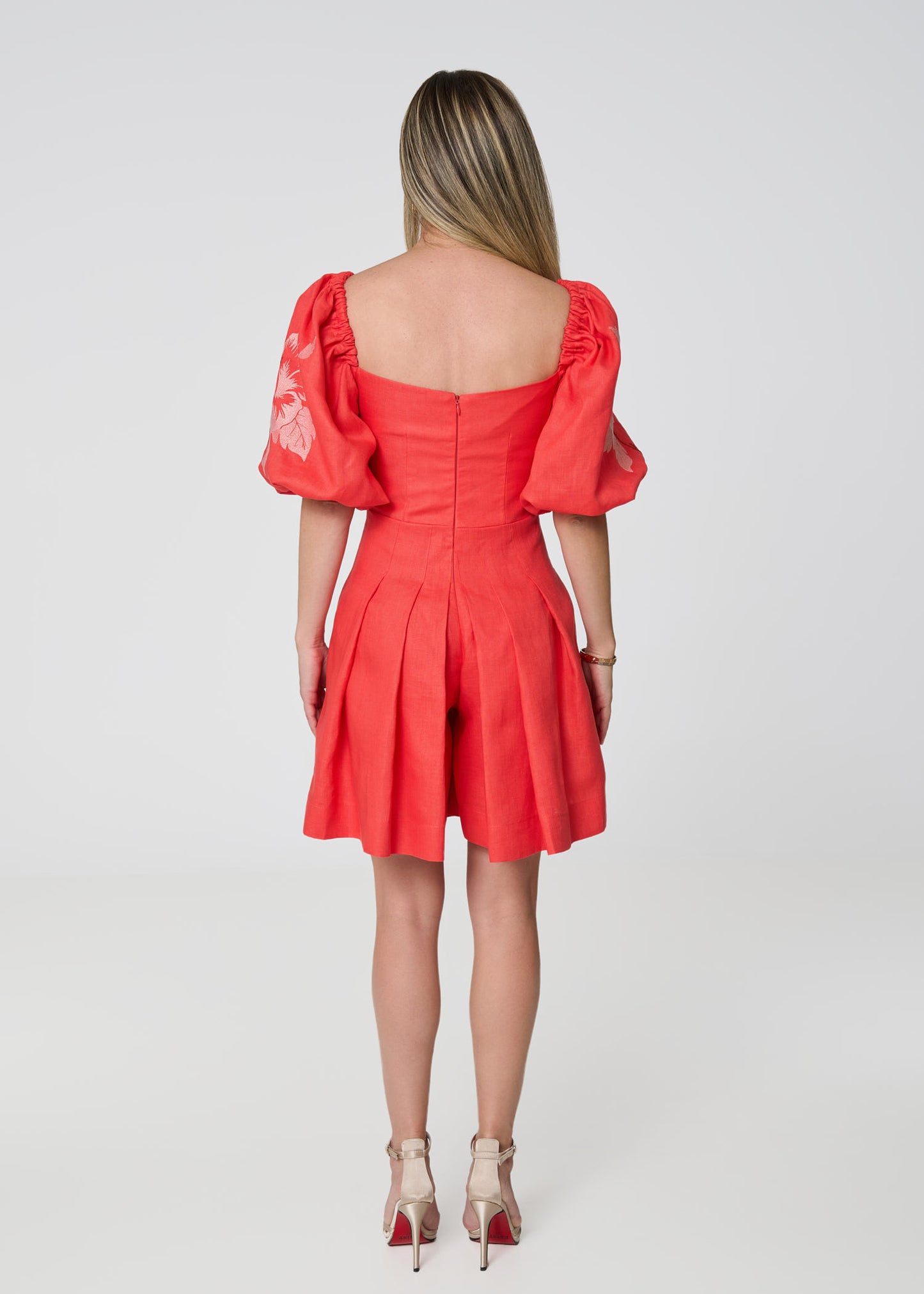 Hibiscus Allure Linen Overall-Coral