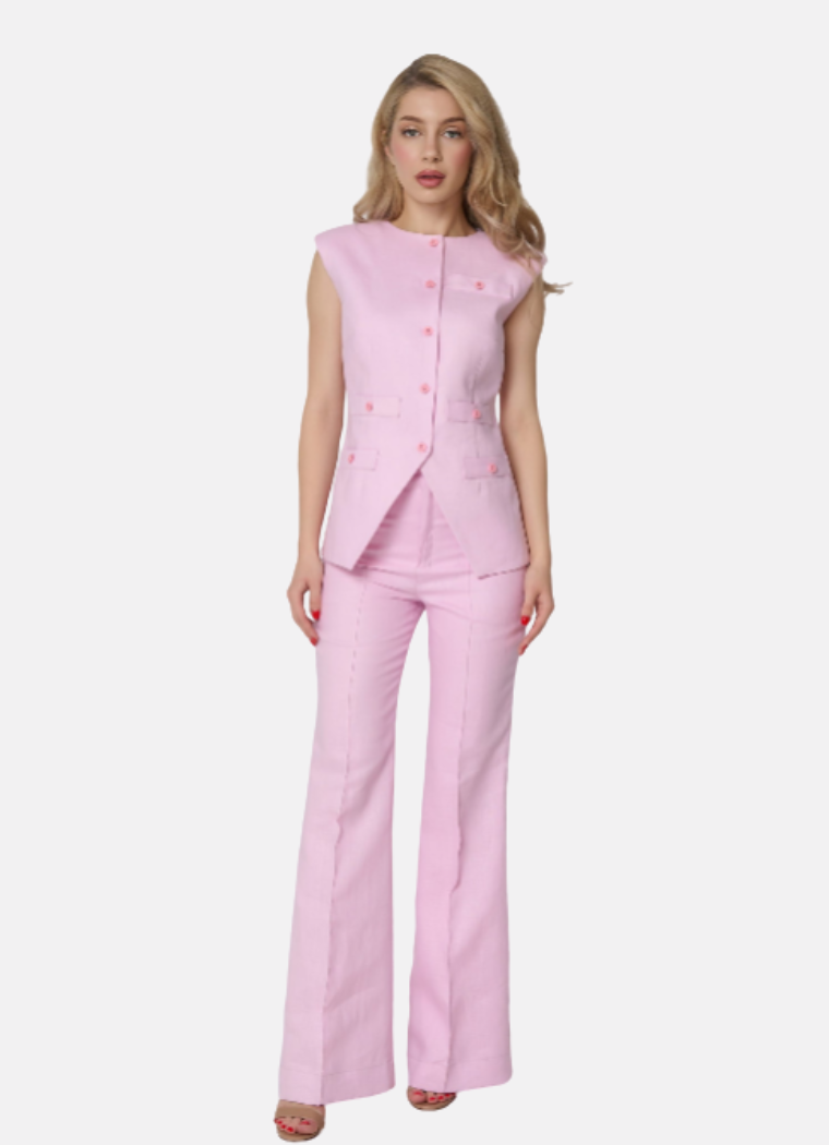 Iconic Grace Linen Suit- Pink