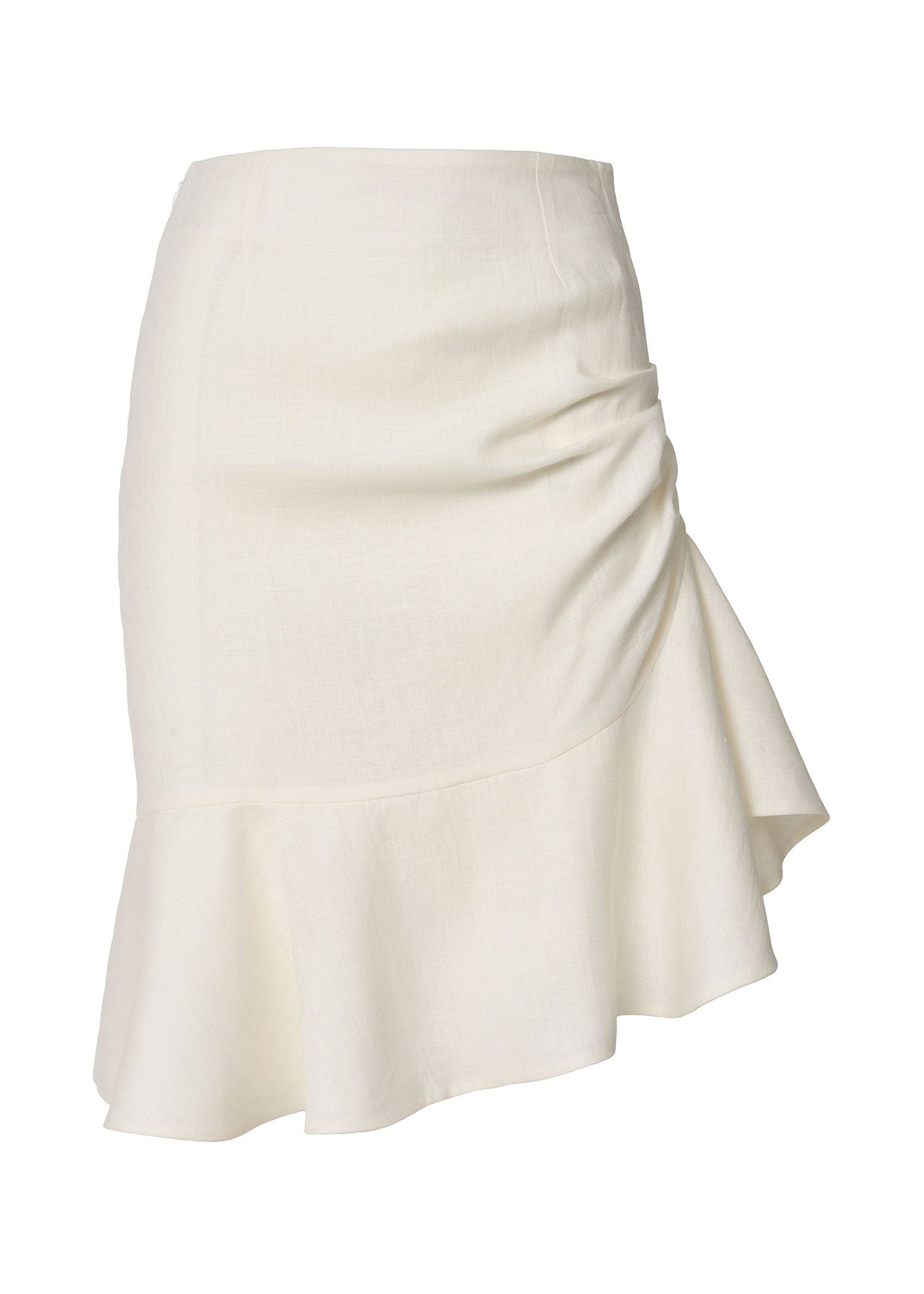 Asymmetrical Ruffled Linen Skirt - Ivory - GIORGIA LUCASI