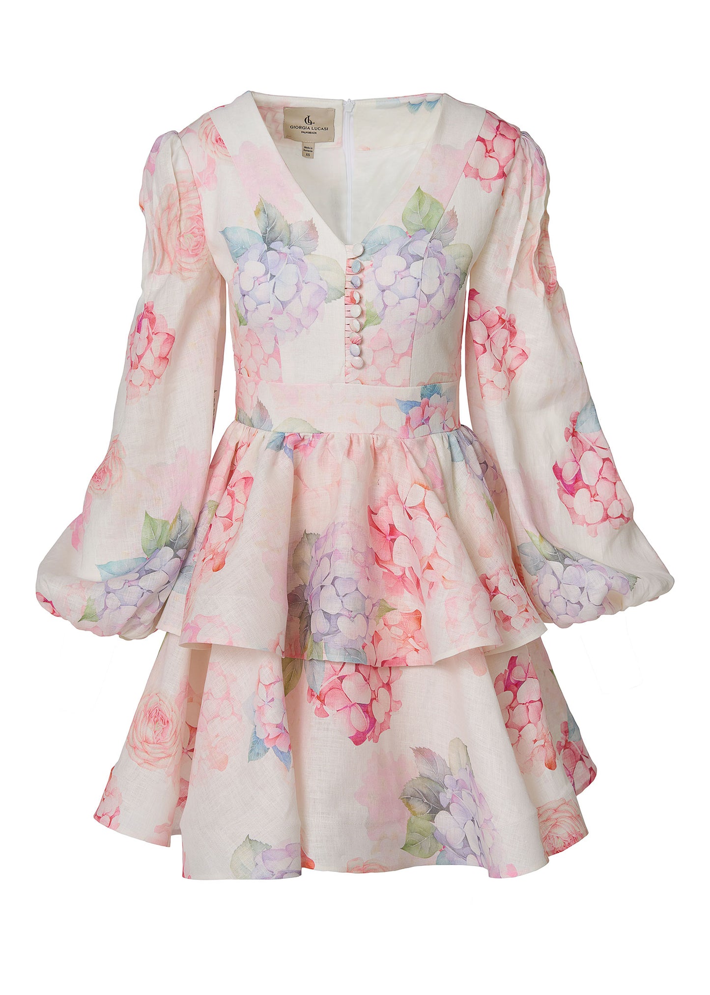 Floral Reverie Linen Dress- Multi color print