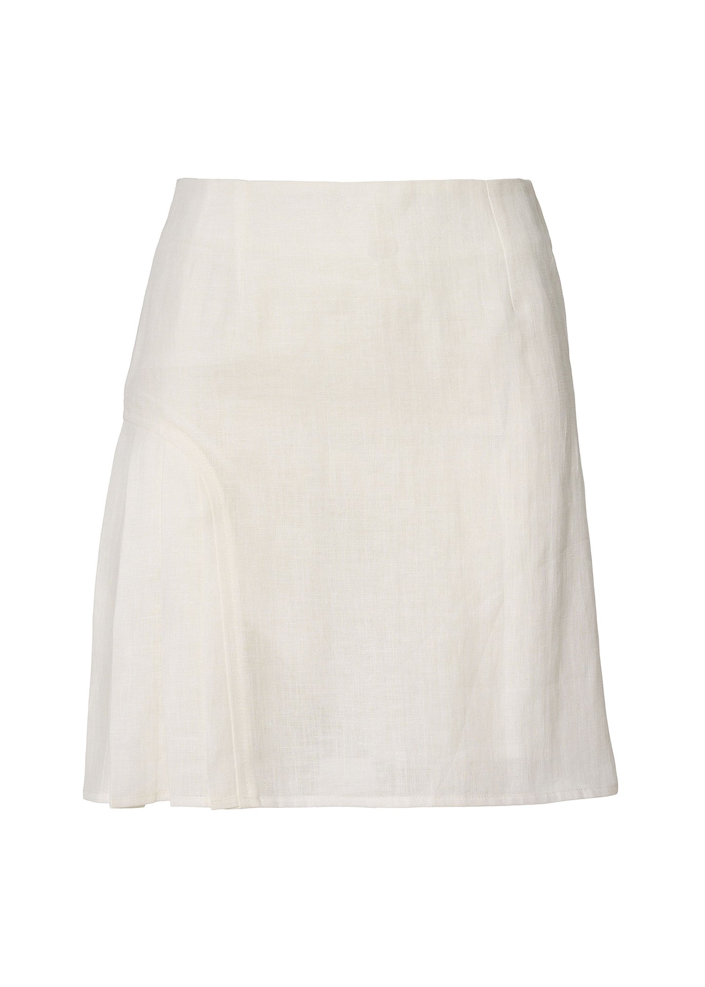 Linen Pleated Mini Skirt- Ivory