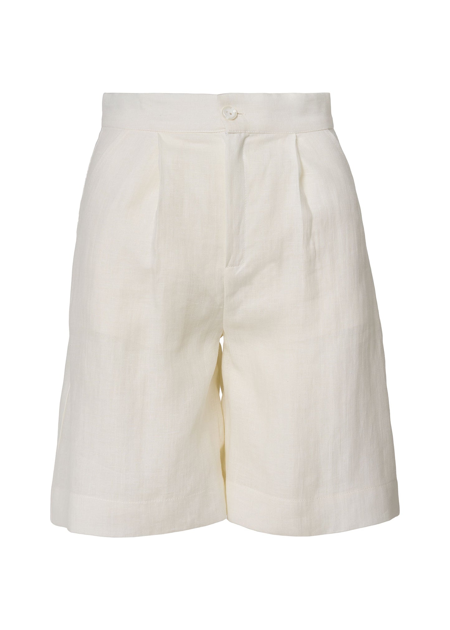 Linen Tailored Bermuda Shorts- Ivory