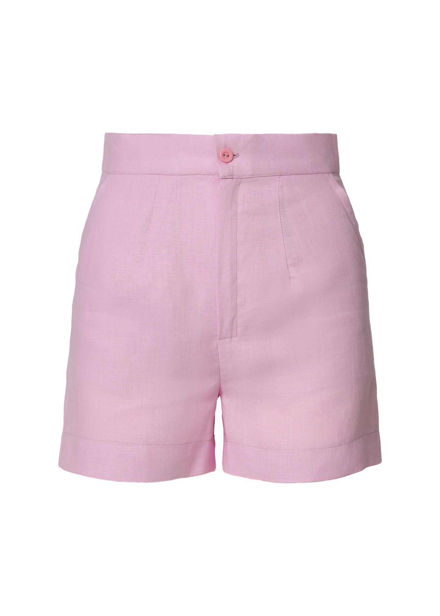 Timeless Tailored Linen Shorts- Pink