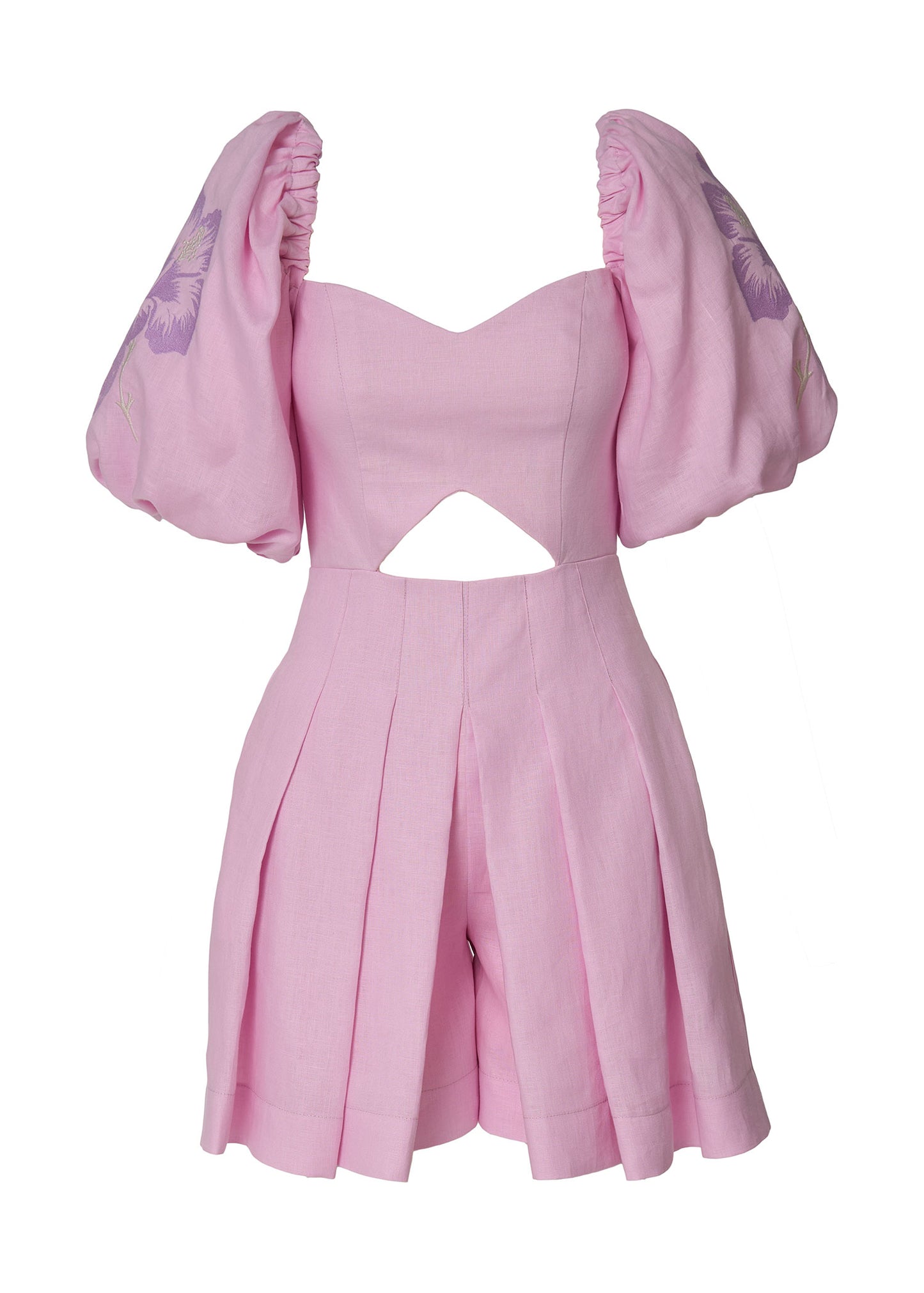 Hibiscus Allure Linen Overall-Pink