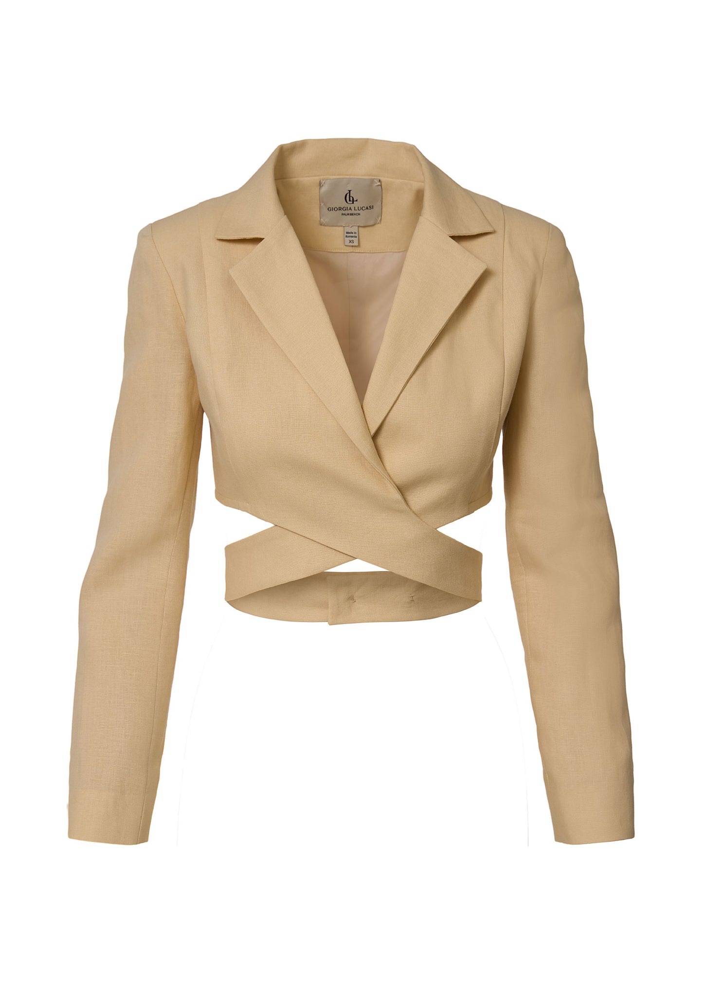 Linen Wrap Crop Blazer – Ivory