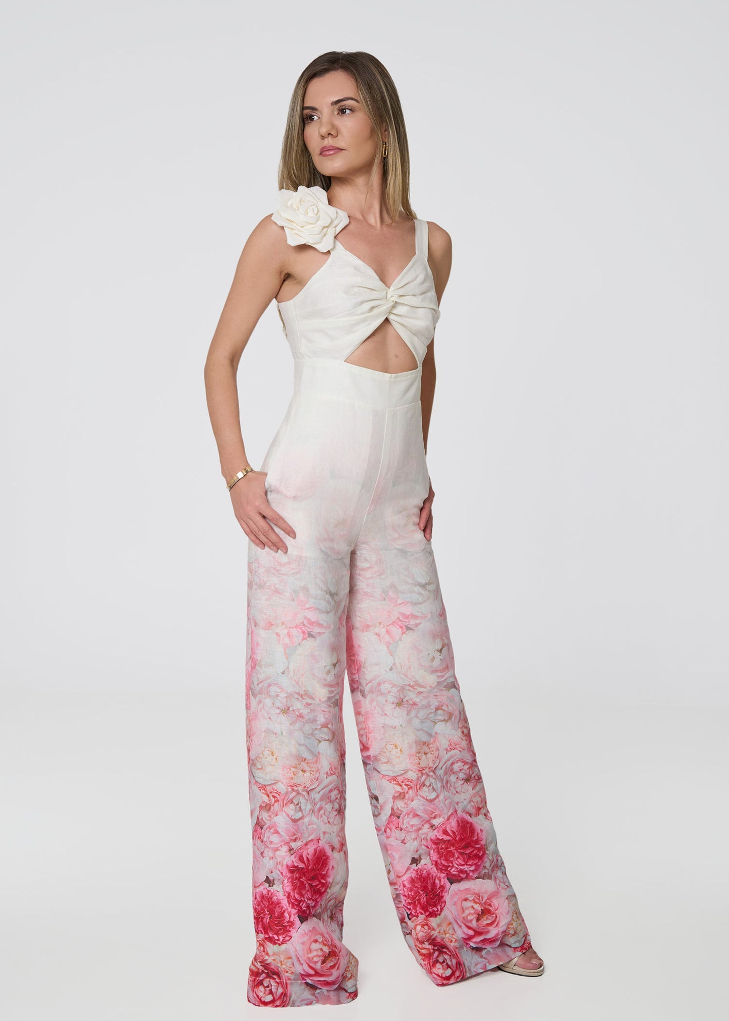 Floral Grace Linen Jumpsuit