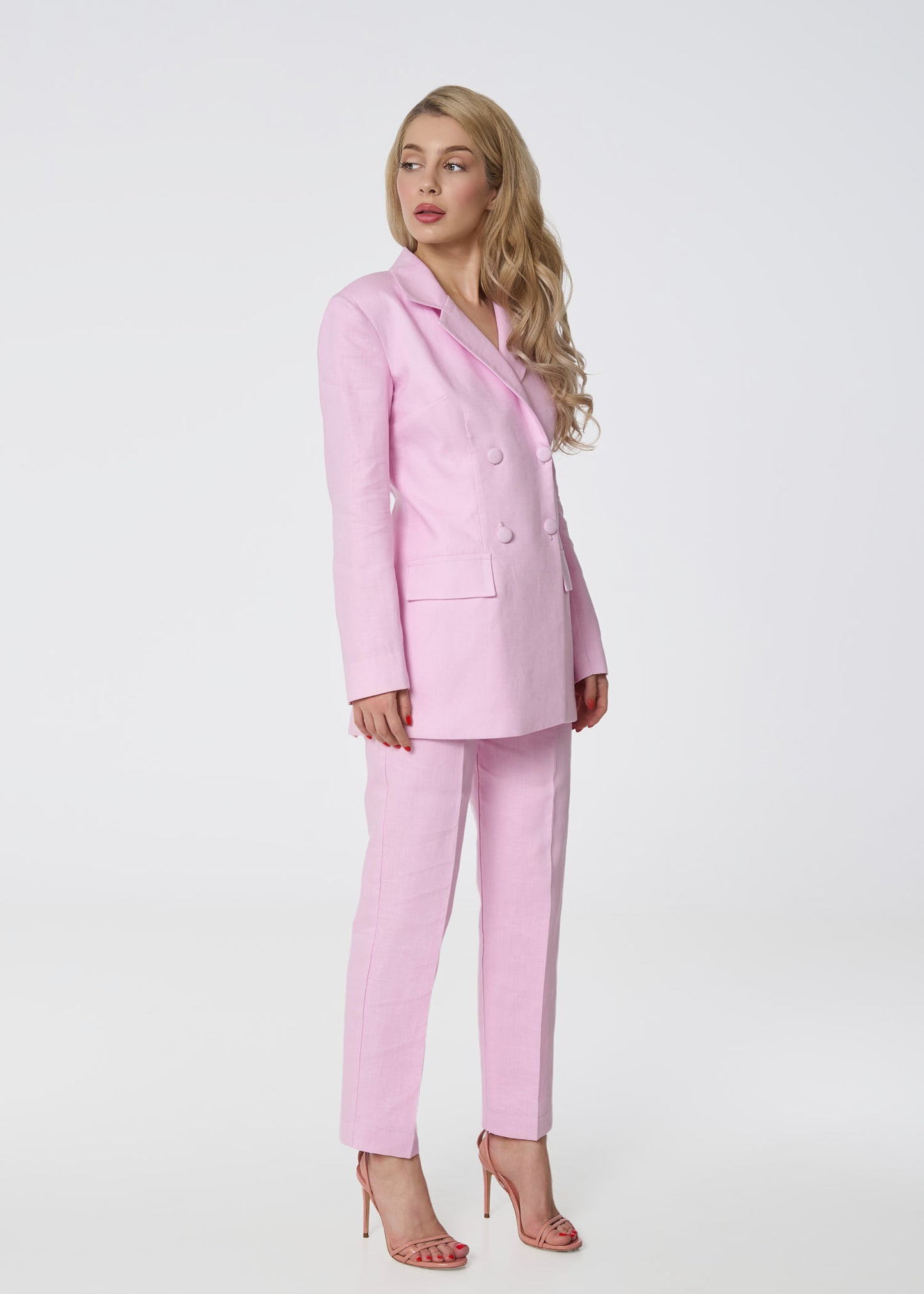 Timeless Elegance Linen Suit-Pink