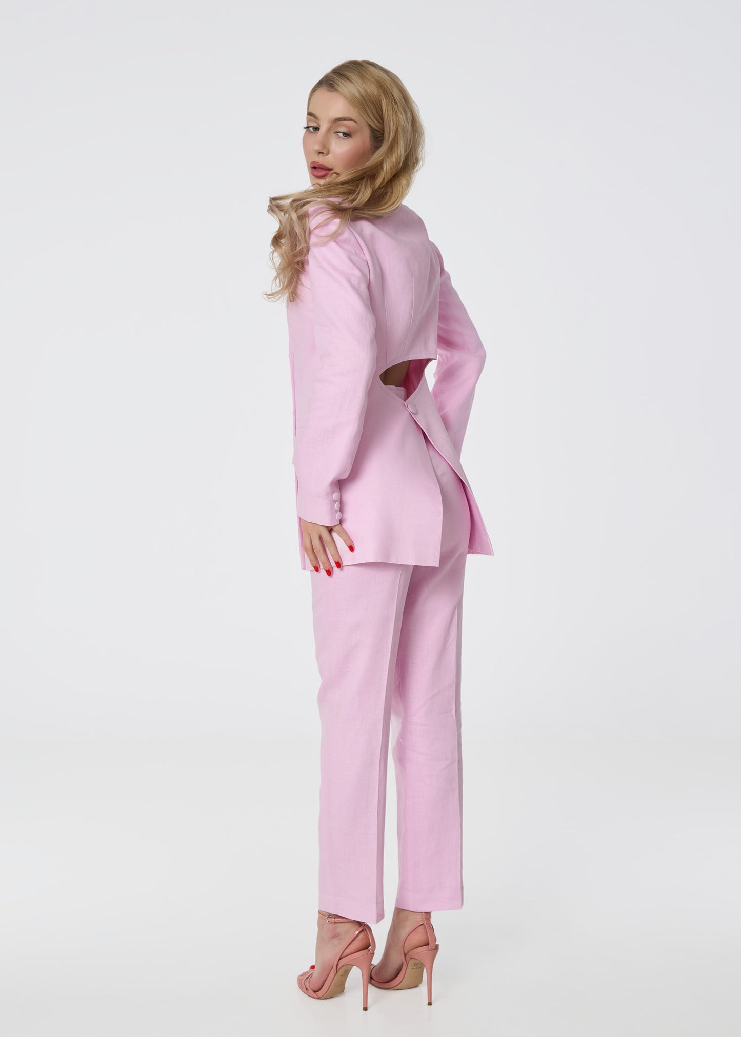 Timeless Elegance Linen Suit-Pink
