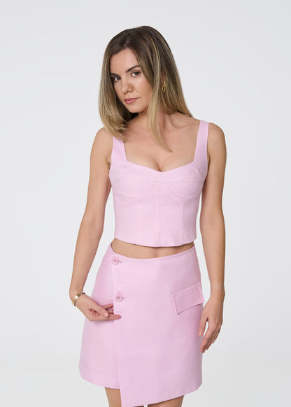 Capri Linen Shorts- Pink
