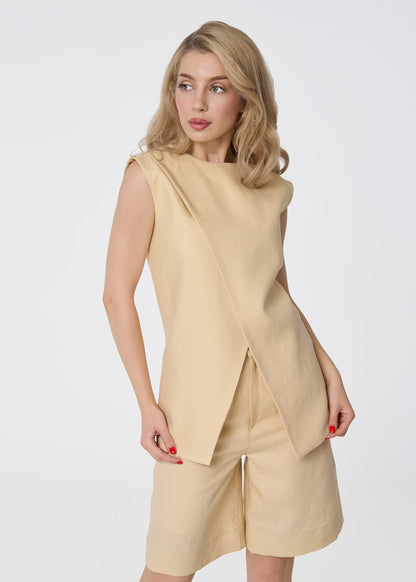 Scarlet Aura Linen Set- Gold