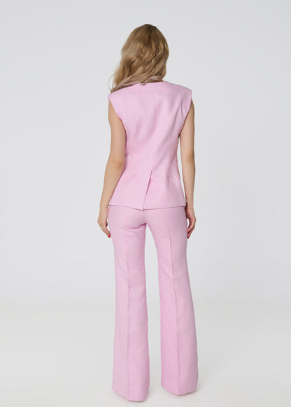 Siena Sleeveless Linen Vest- Pink