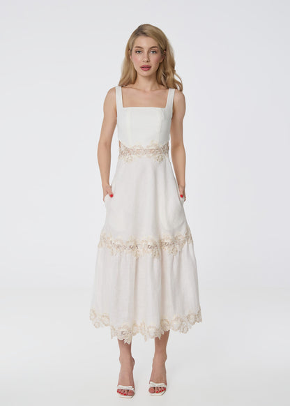 Ivory Grace Linen Dress