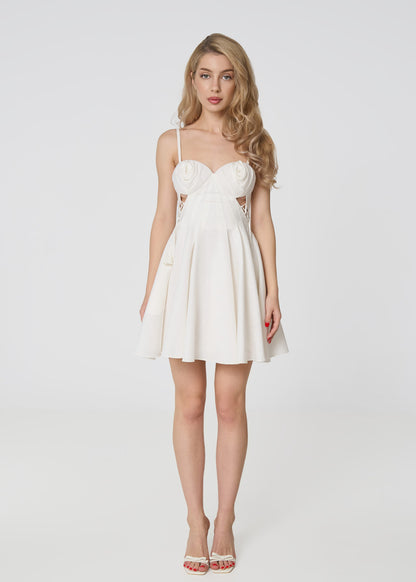 Ivory Bloom Linen Dress