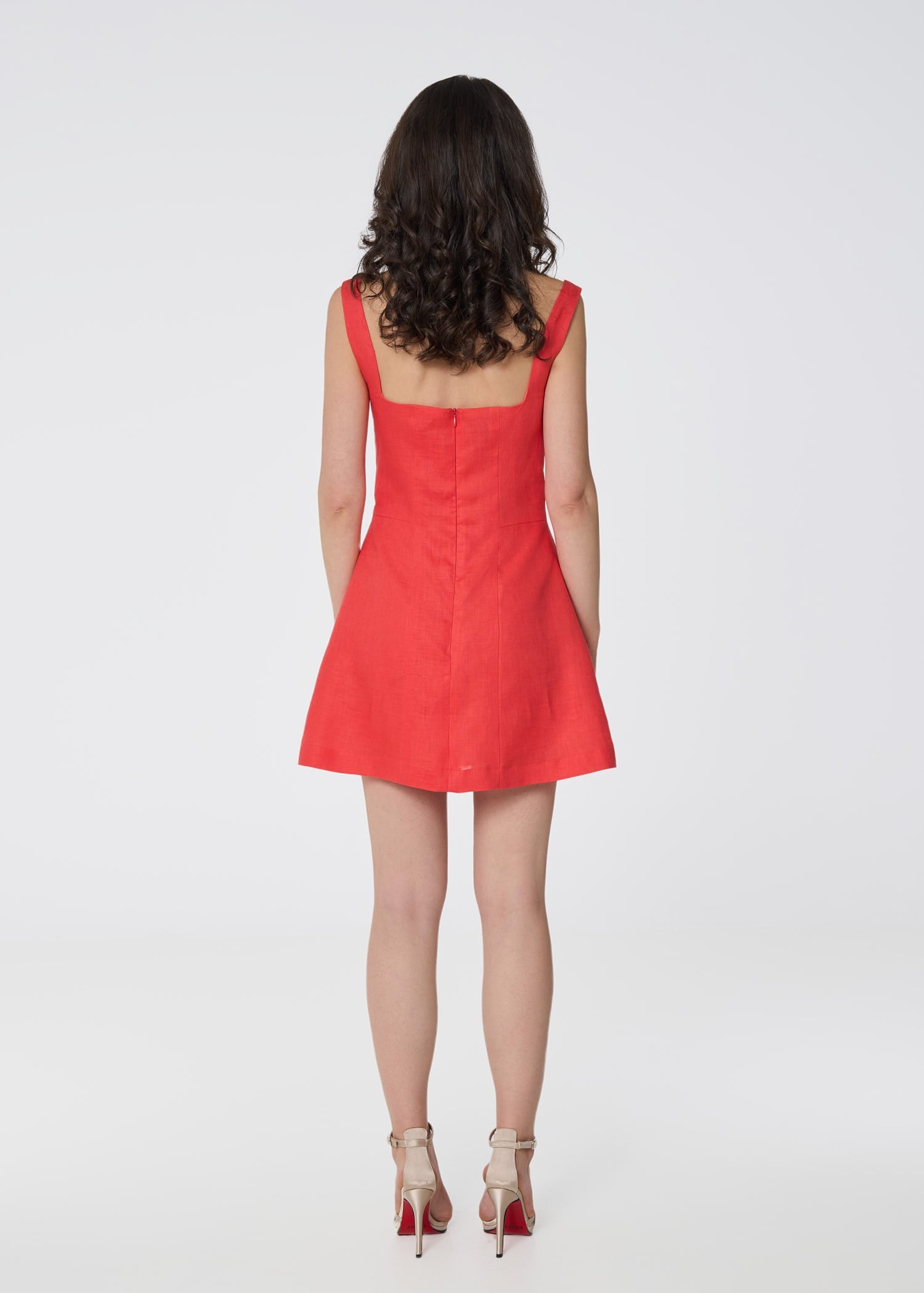Blooming Grace Linen Mini Dress - Coral - GIORGIA LUCASI