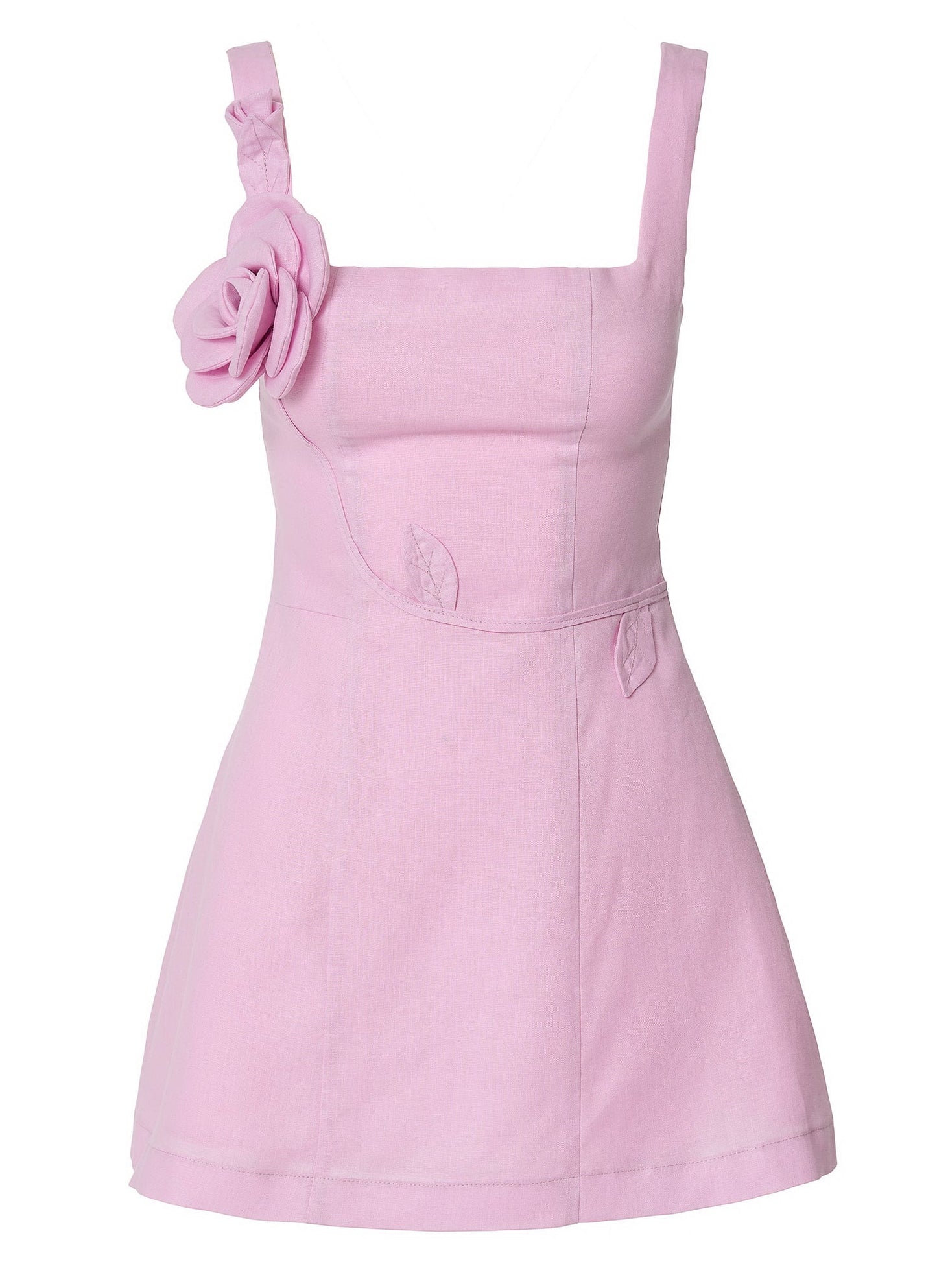 Blooming Grace Linen Mini Dress - Pink - GIORGIA LUCASI