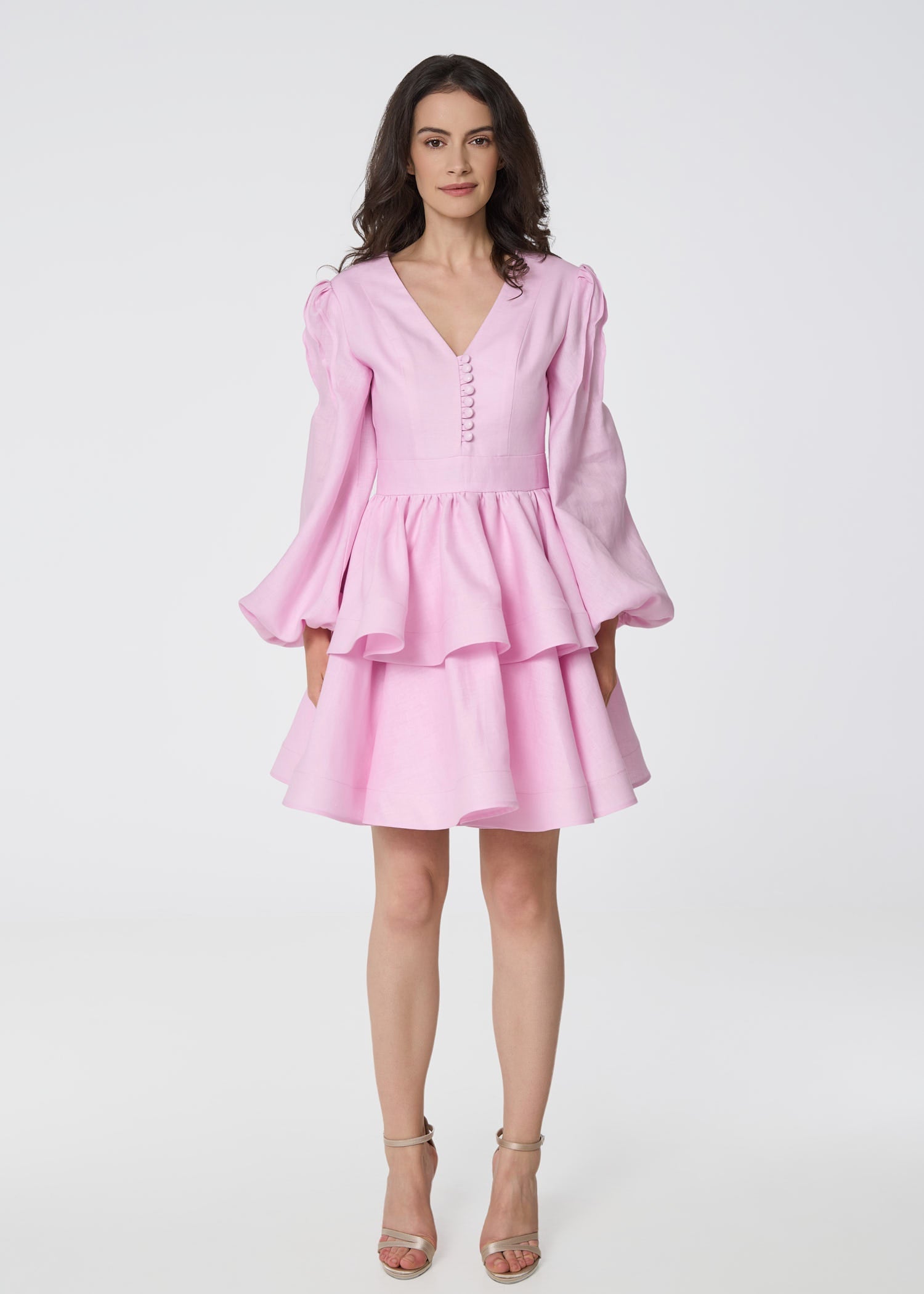 Blush Reverie Linen Dress - GIORGIA LUCASI