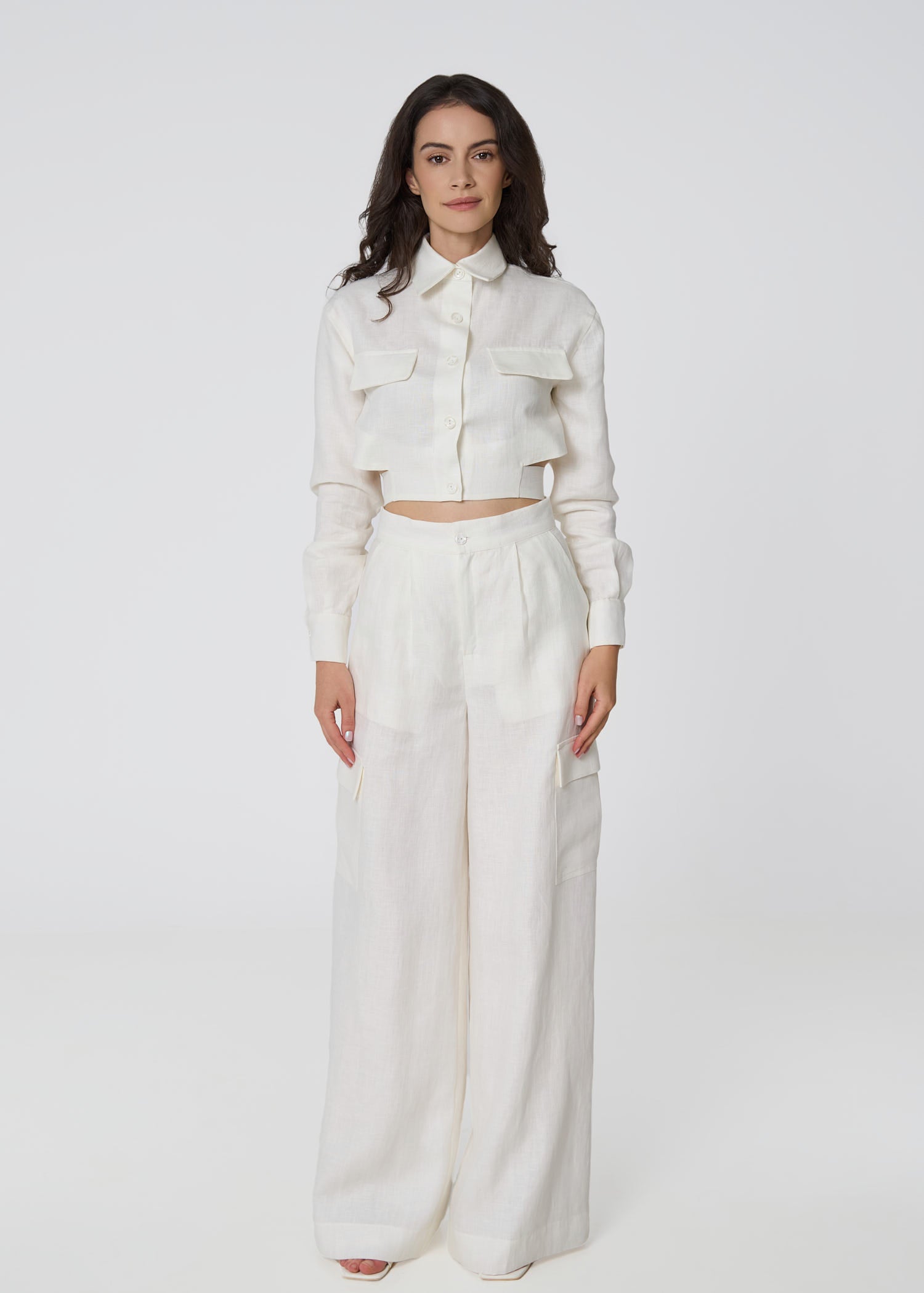 Elevated Linen Cargo Pants - Ivory - GIORGIA LUCASI