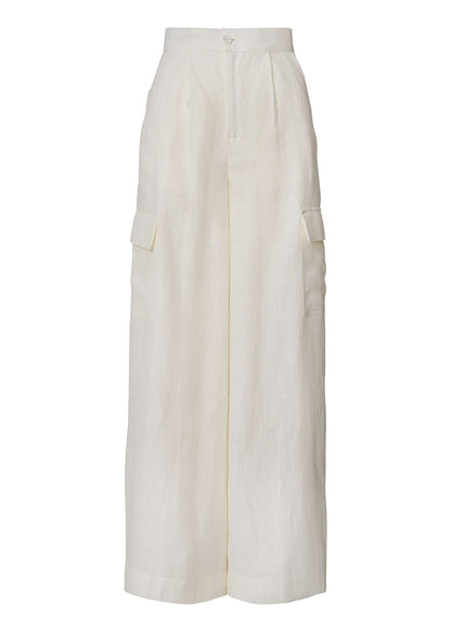 Elevated Linen Cargo Pants - Ivory - GIORGIA LUCASI