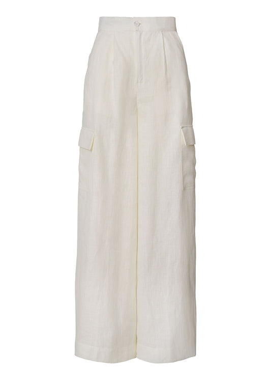 Elevated Linen Cargo Pants - Ivory - GIORGIA LUCASI