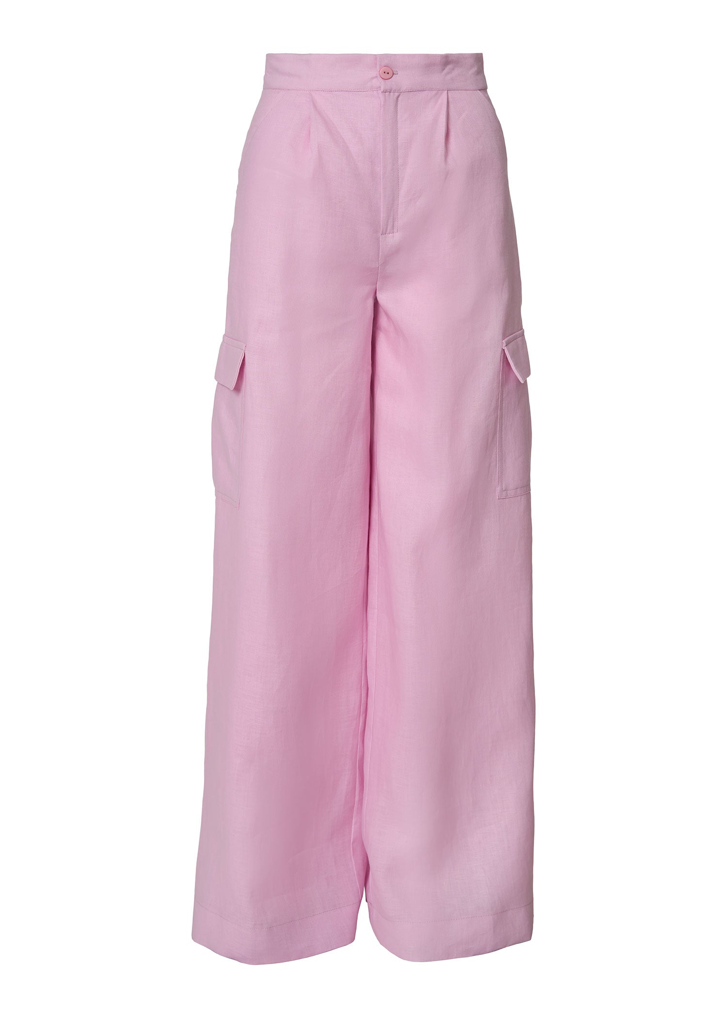 Elevated Linen Cargo Pants - Pink - GIORGIA LUCASI