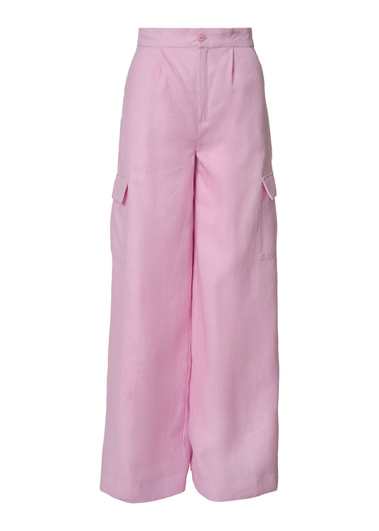 Elevated Linen Cargo Pants - Pink - GIORGIA LUCASI
