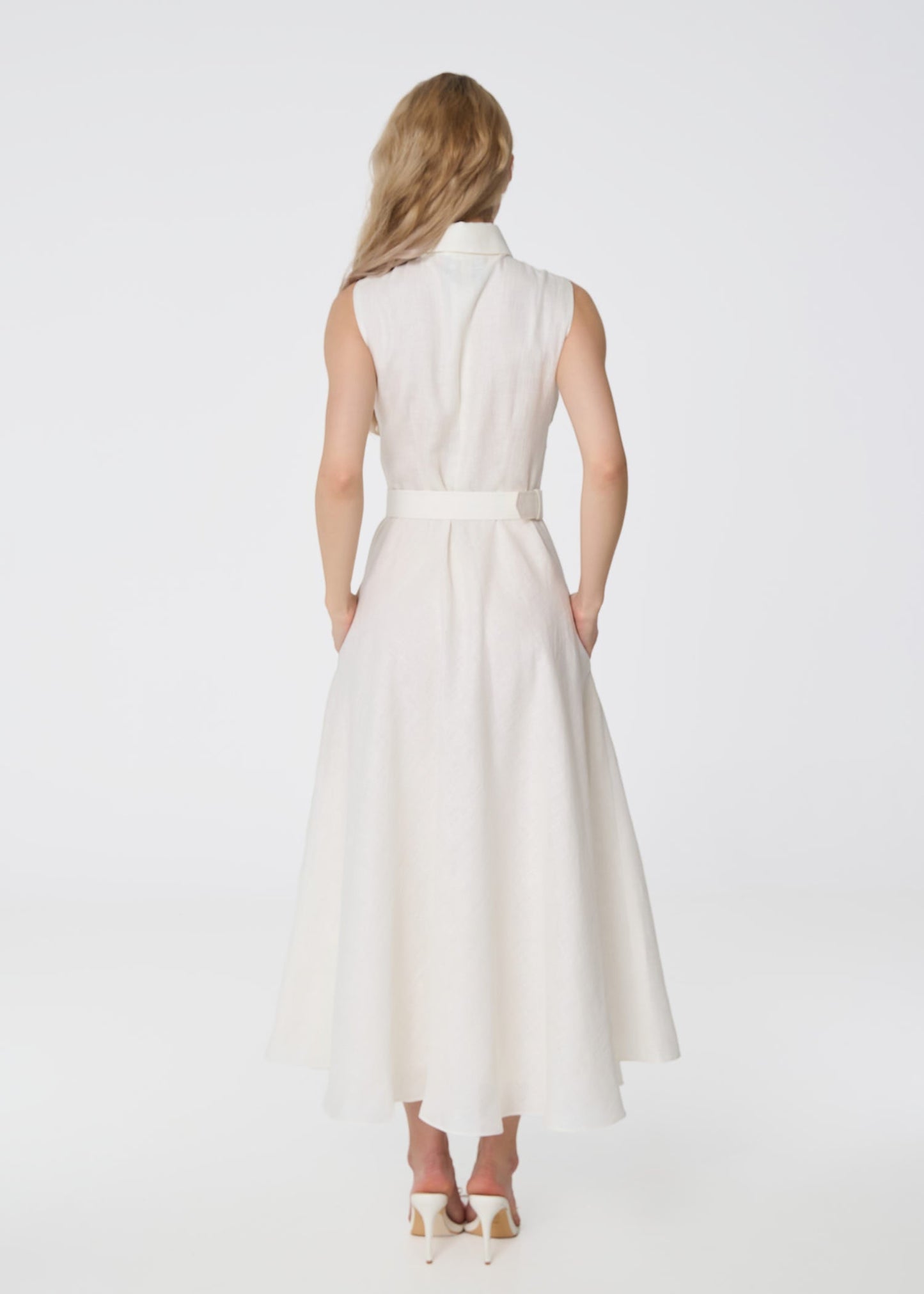 Elysian Grace Linen Midi Dress – Ivory - GIORGIA LUCASI