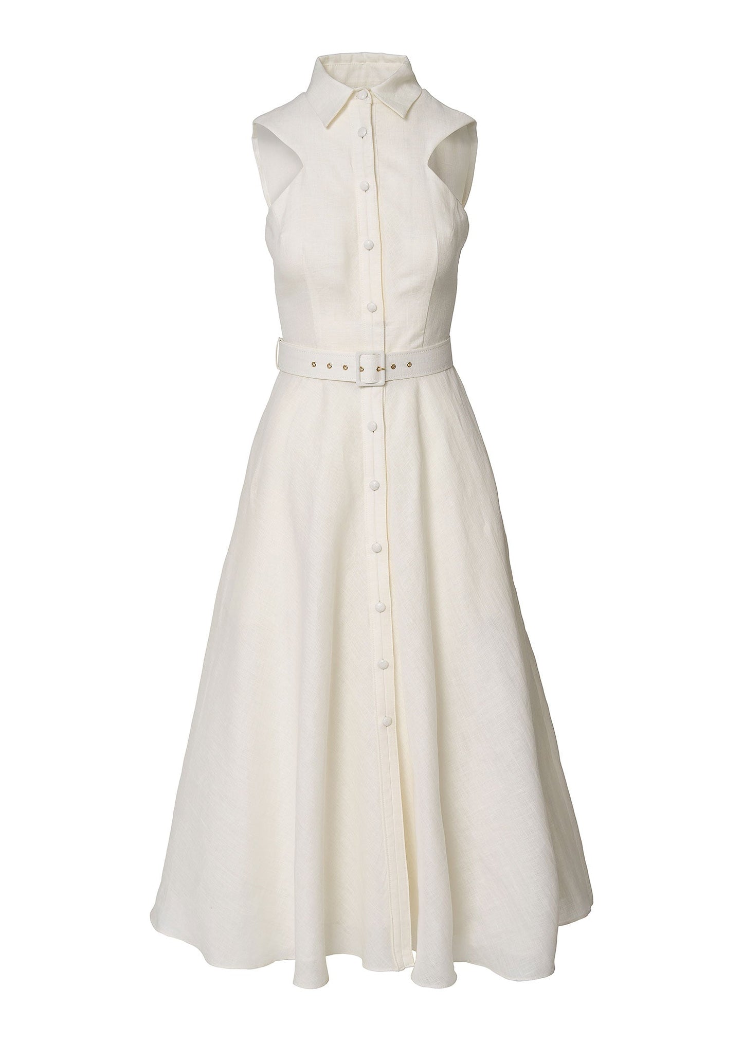 Elysian Grace Linen Midi Dress – Ivory - GIORGIA LUCASI