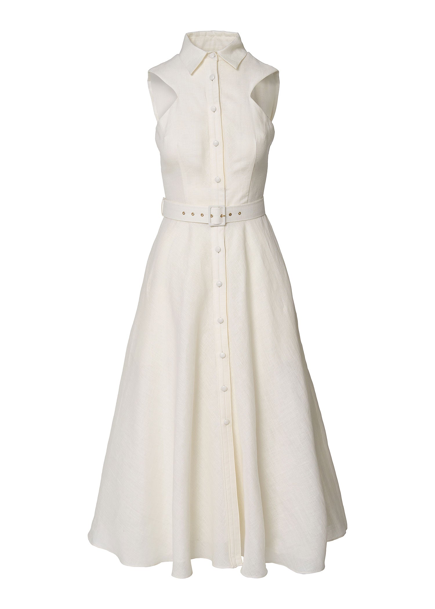 Elysian Grace Linen Midi Dress – Ivory - GIORGIA LUCASI