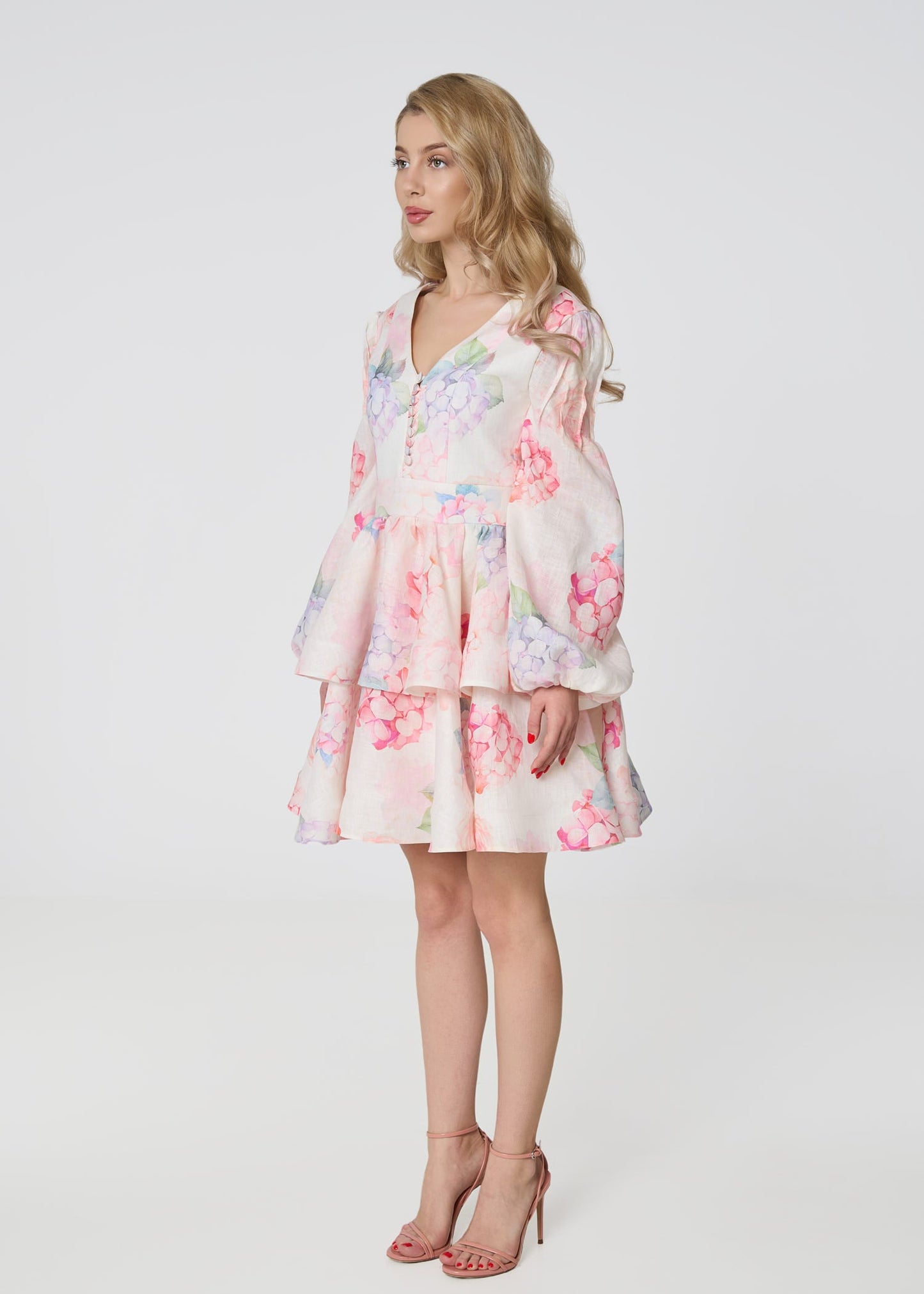 Floral Reverie Linen Dress - Multi color print - GIORGIA LUCASI
