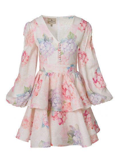 Floral Reverie Linen Dress - Multi color print - GIORGIA LUCASI