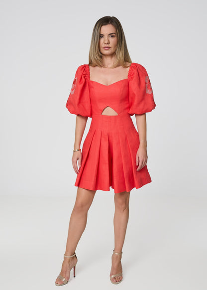 Hibiscus Allure Linen Overall - Coral - GIORGIA LUCASI
