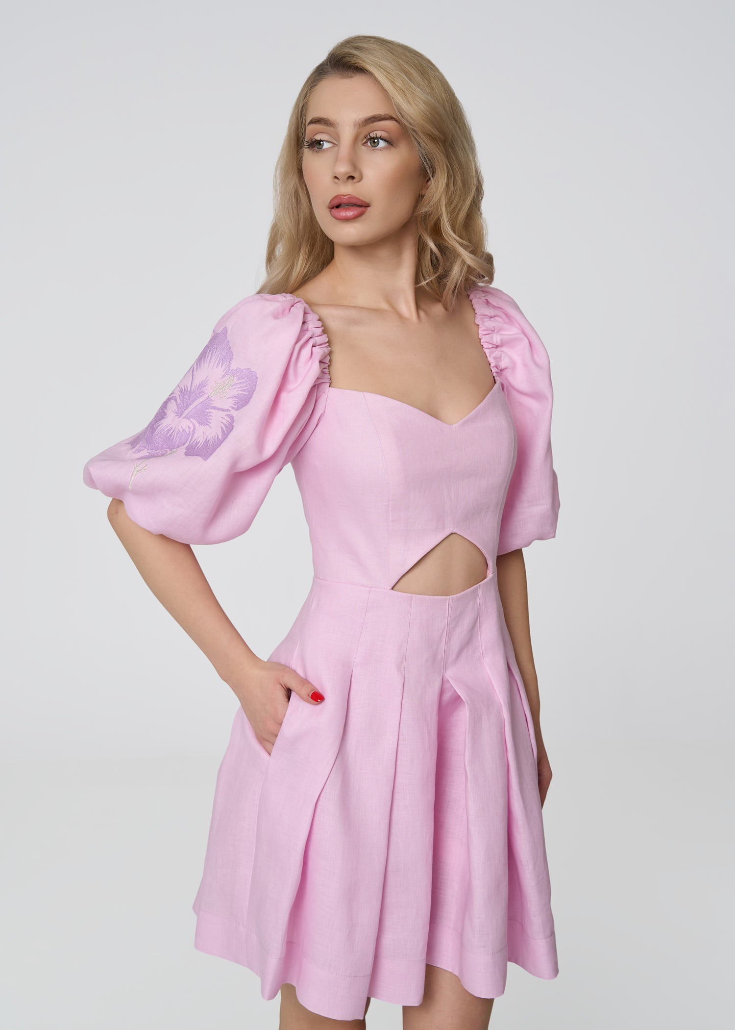 Hibiscus Allure Linen Overall - Pink - GIORGIA LUCASI