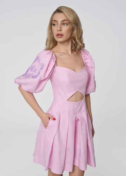 Hibiscus Allure Linen Overall - Pink - GIORGIA LUCASI