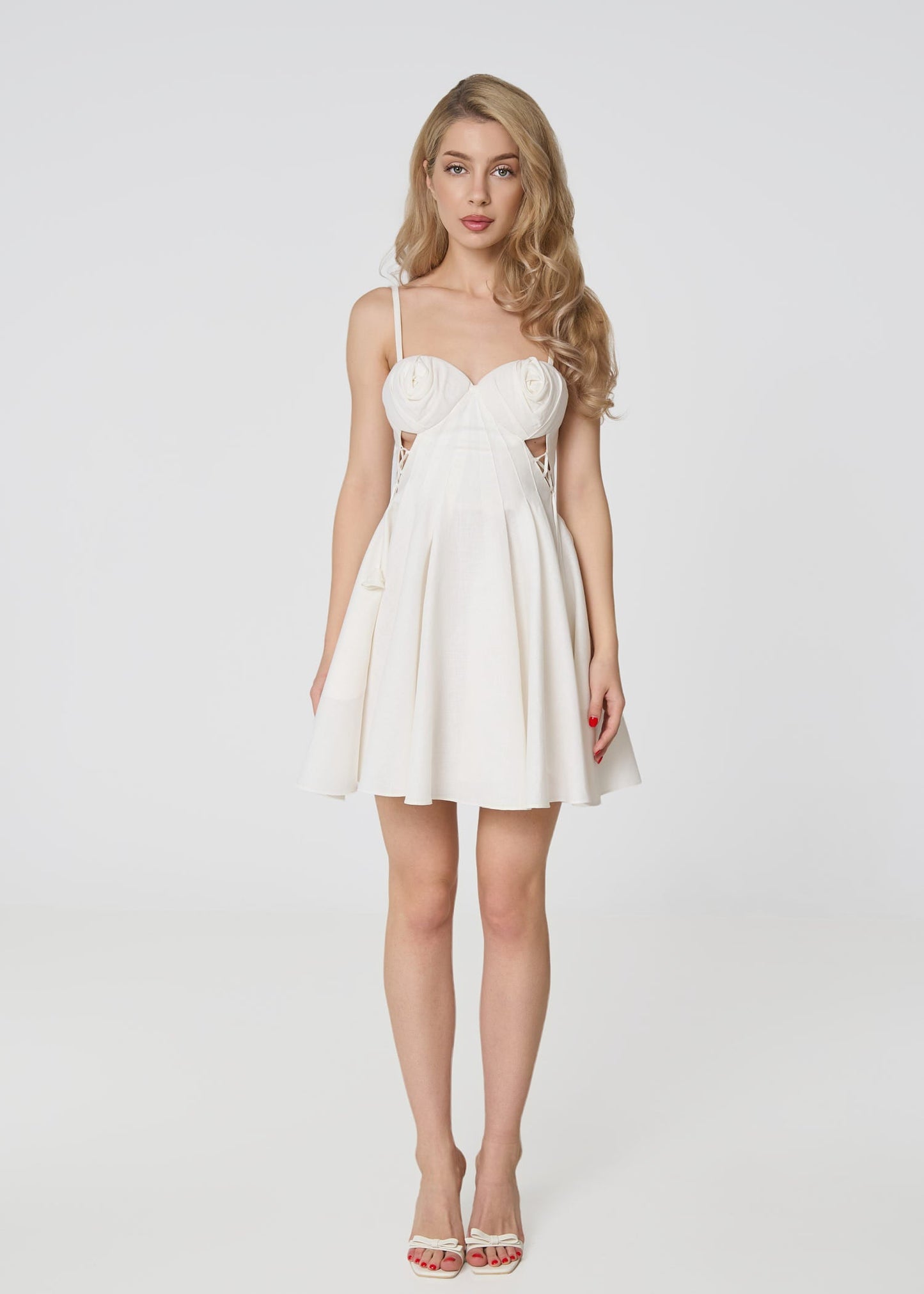 Ivory Bloom Linen Dress - GIORGIA LUCASI