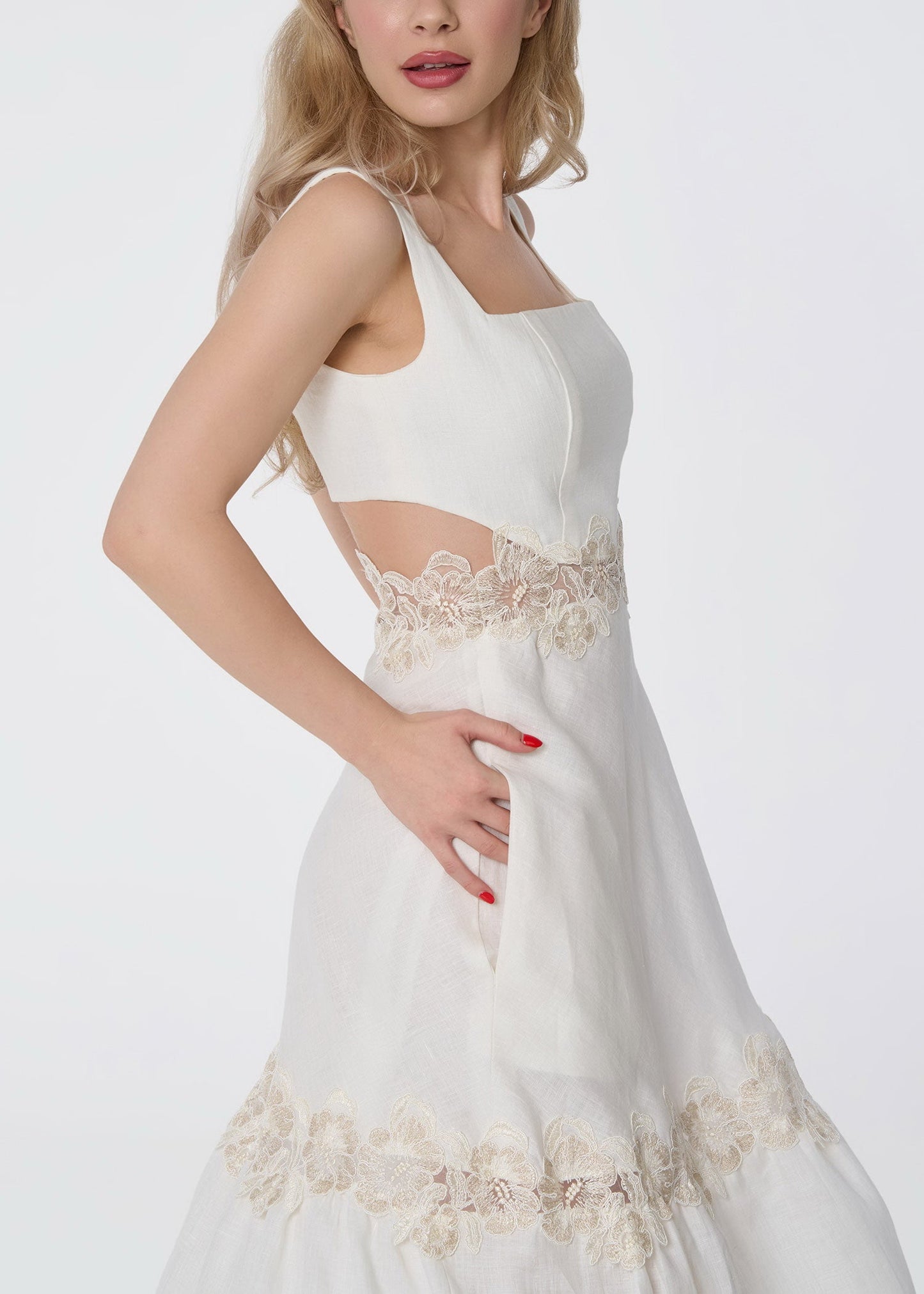 Ivory Grace Linen Dress - GIORGIA LUCASI