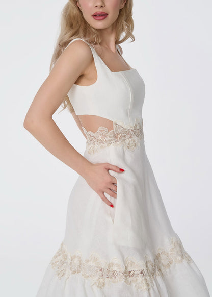 Ivory Grace Linen Dress - GIORGIA LUCASI