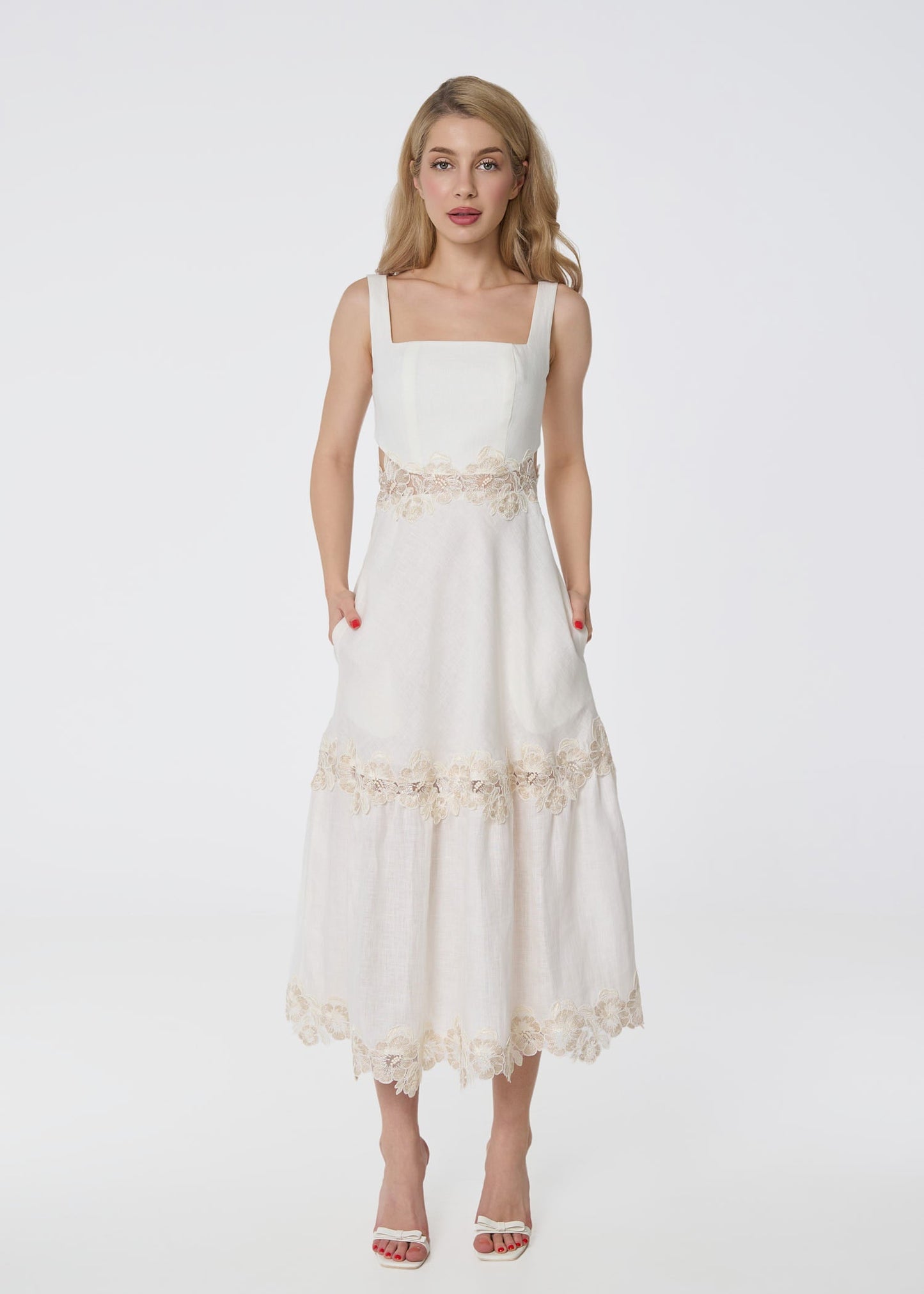 Ivory Grace Linen Dress - GIORGIA LUCASI