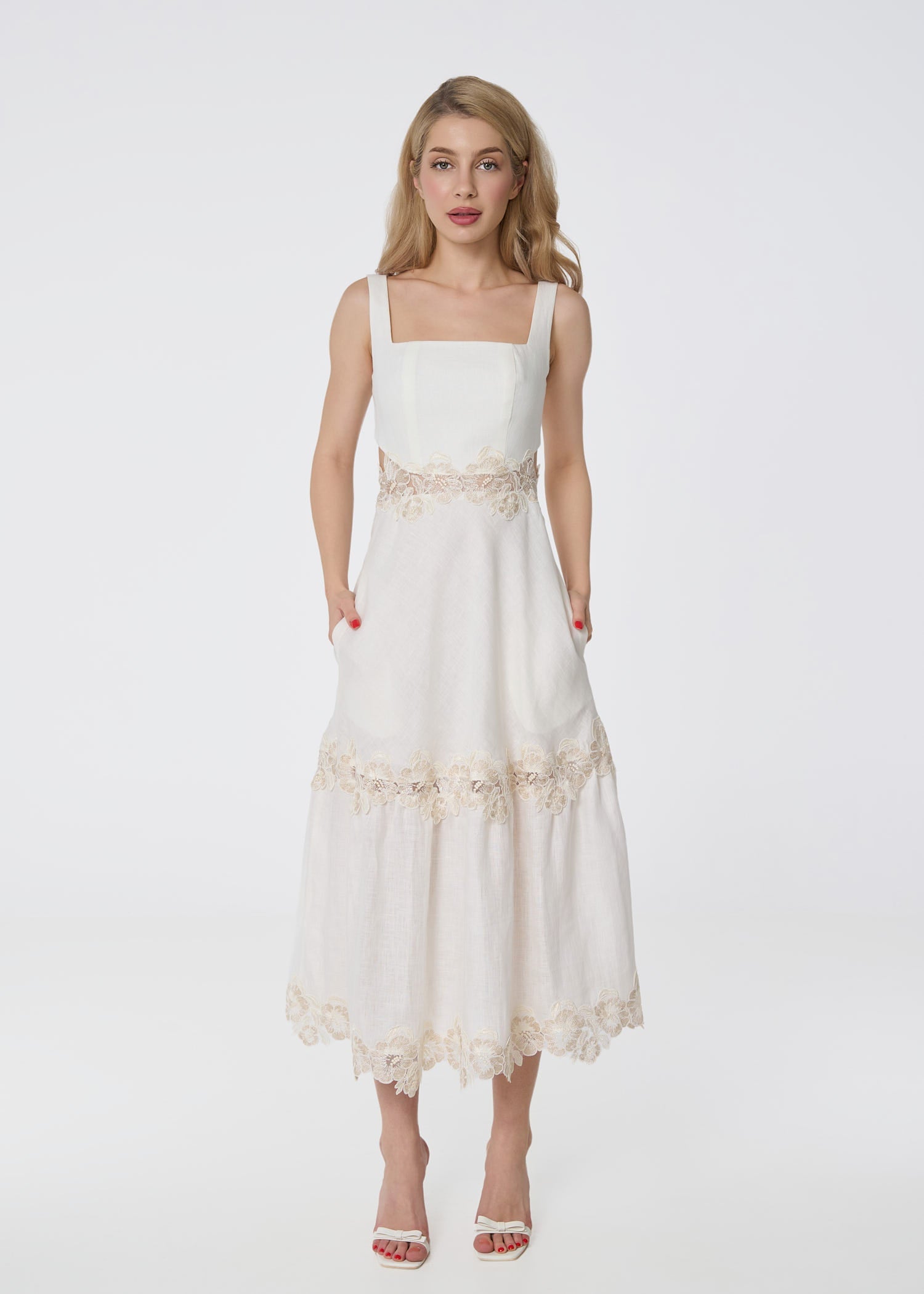 Ivory Grace Linen Dress - GIORGIA LUCASI