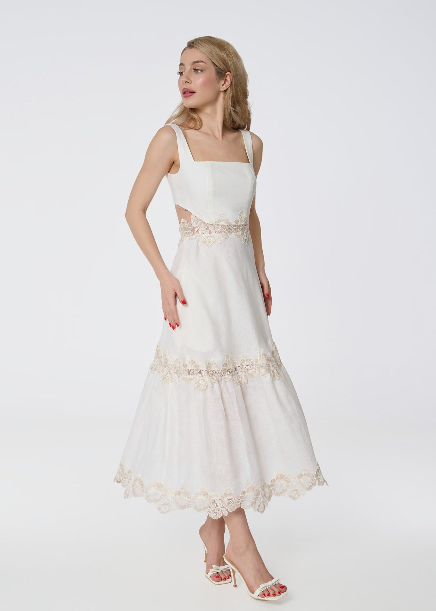 Ivory Grace Linen Dress - GIORGIA LUCASI