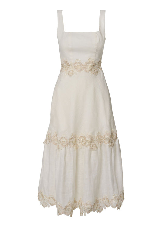 Ivory Grace Linen Dress - GIORGIA LUCASI