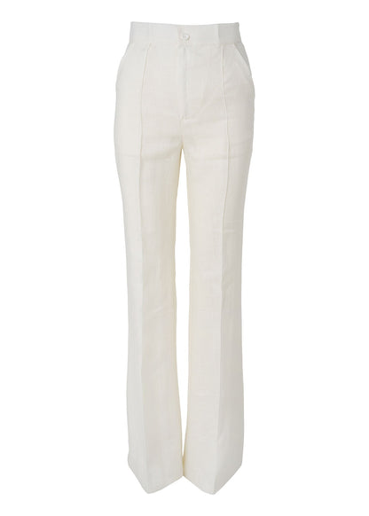 Linen High - Waist Flared Pants – White - GIORGIA LUCASI