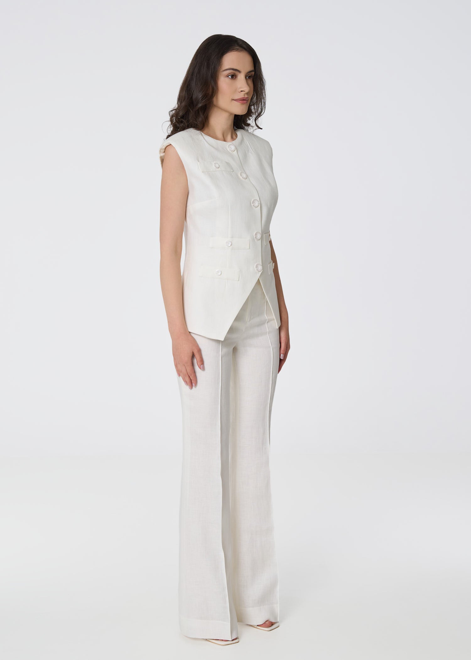 Linen High - Waist Flared Pants – White - GIORGIA LUCASI