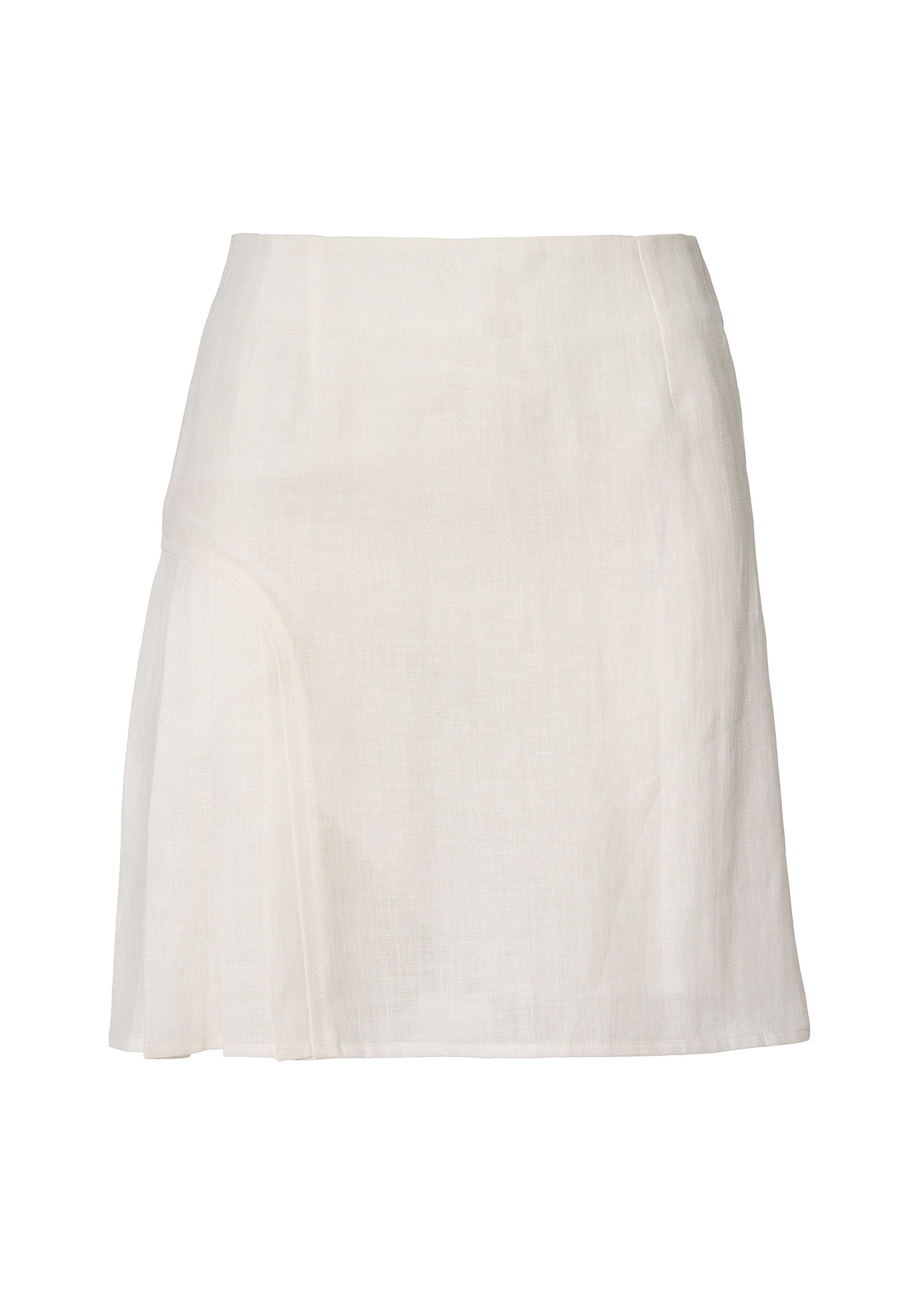 Linen Pleated Mini Skirt – Ivory - GIORGIA LUCASI