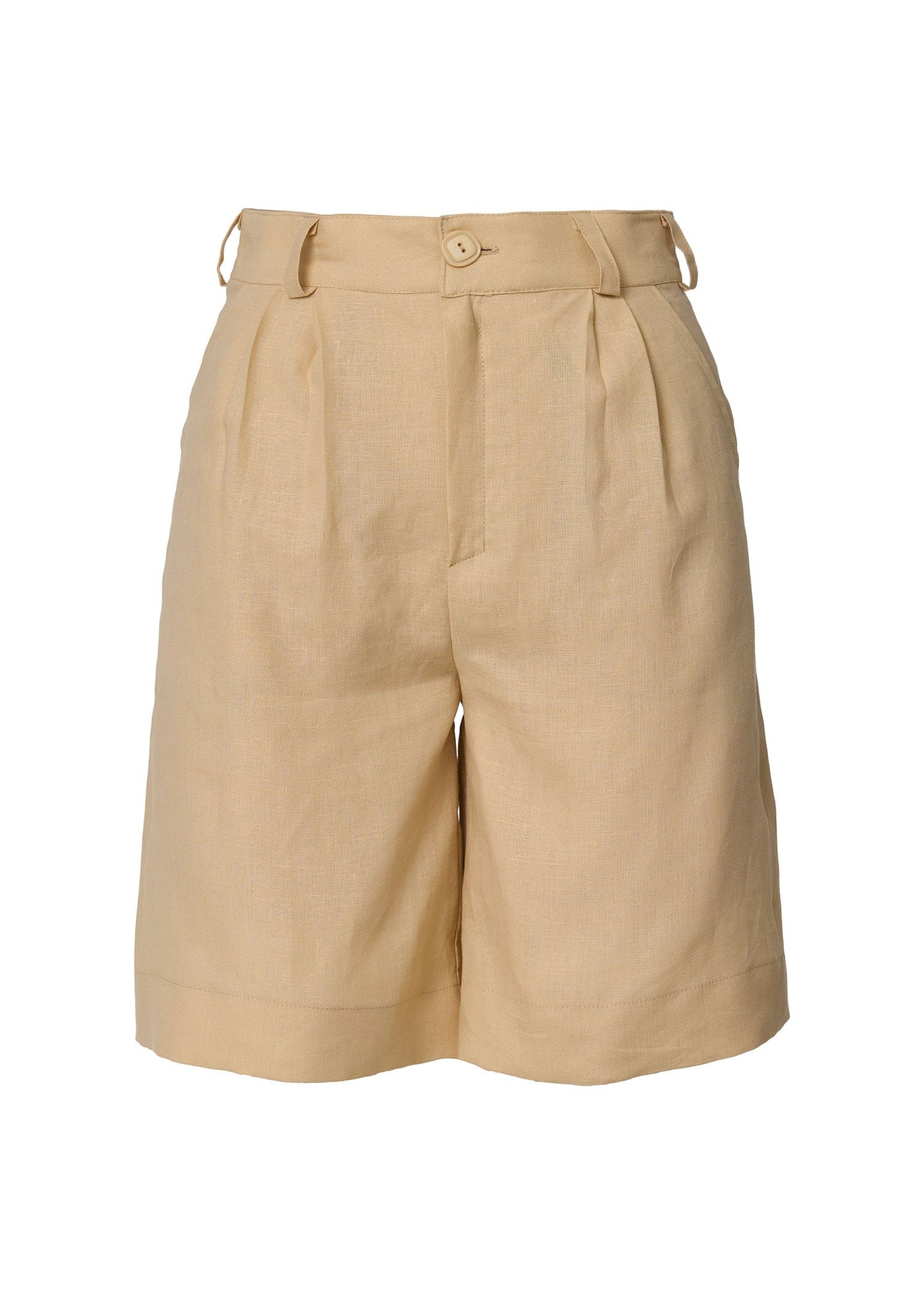 Linen Tailored Bermuda Shorts - Beige - GIORGIA LUCASI