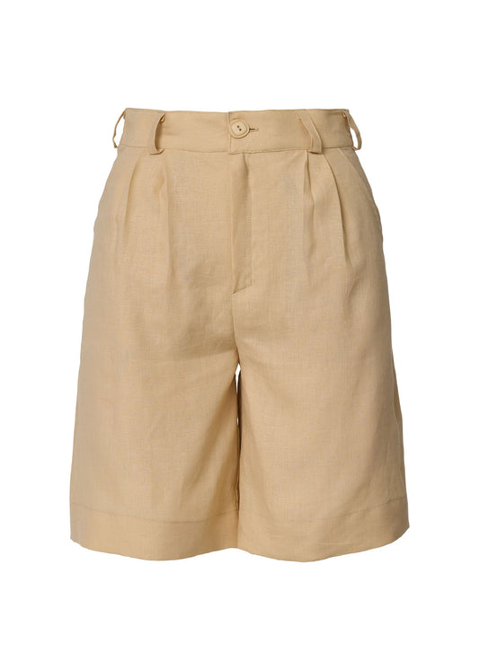 Linen Tailored Bermuda Shorts - Beige - GIORGIA LUCASI