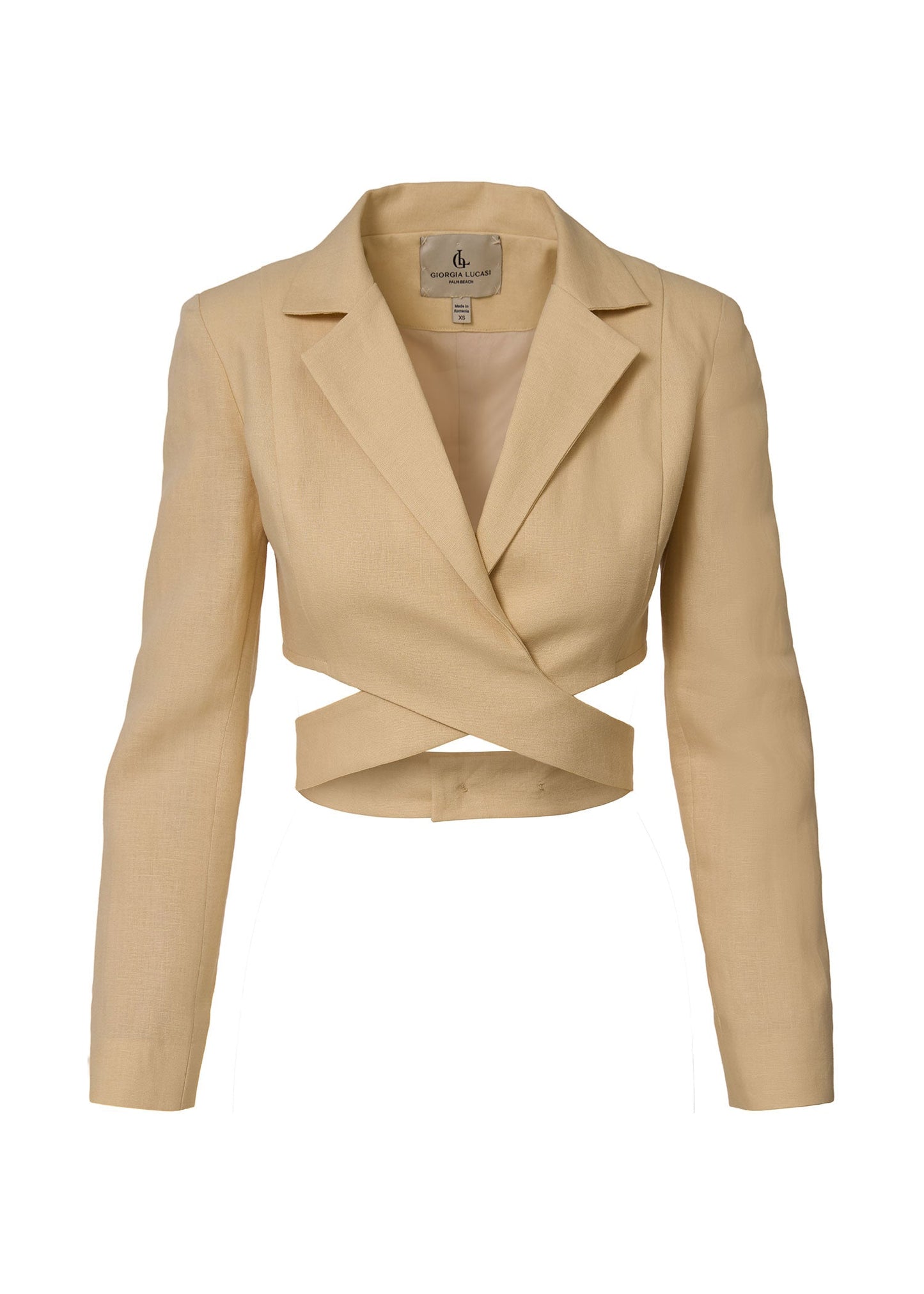 Linen Wrap Crop Blazer – Ivory - GIORGIA LUCASI