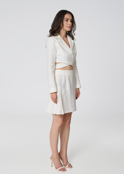 Linen Wrap Crop Blazer – Ivory - GIORGIA LUCASI