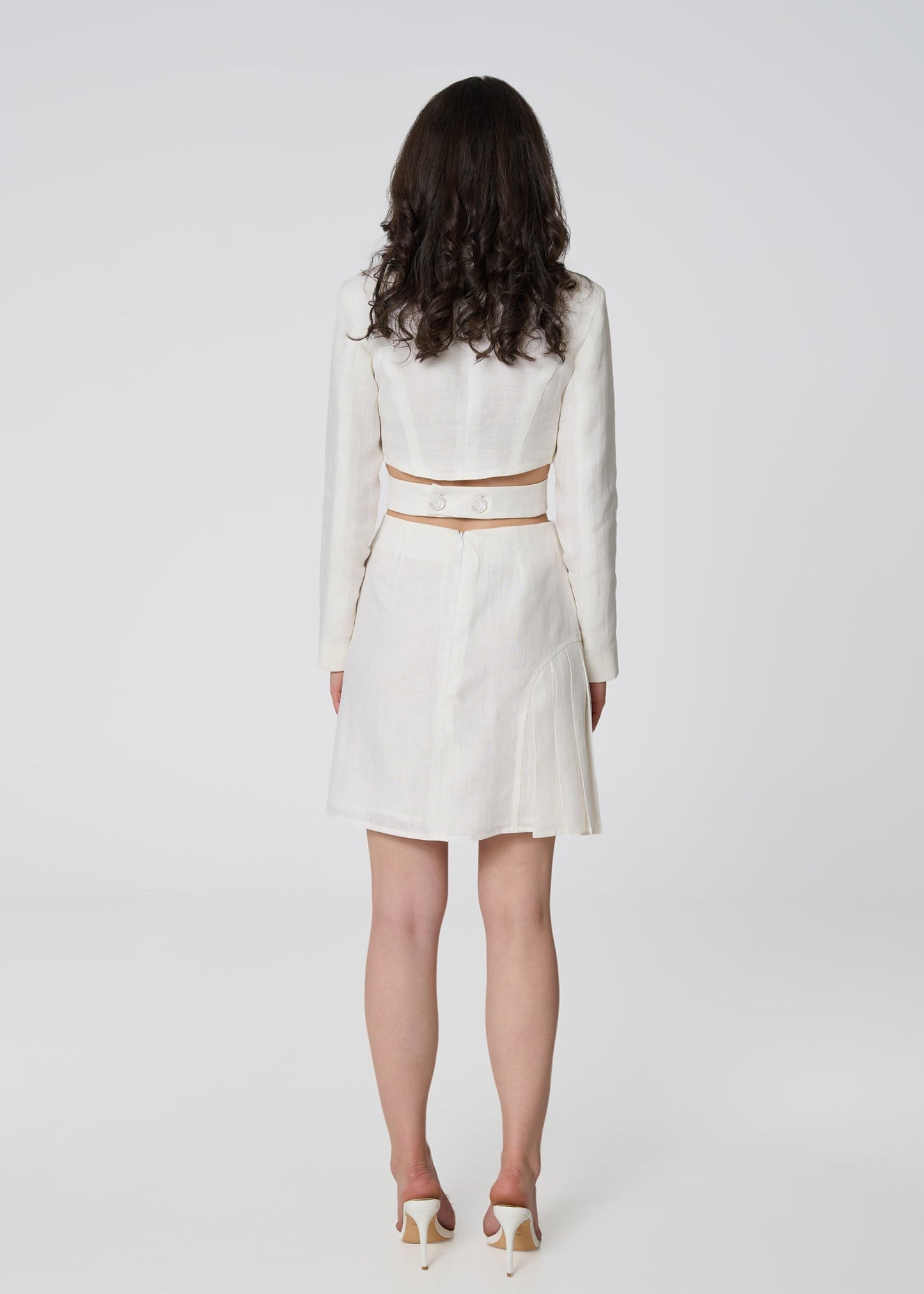 Linen Wrap Crop Blazer – Ivory - GIORGIA LUCASI