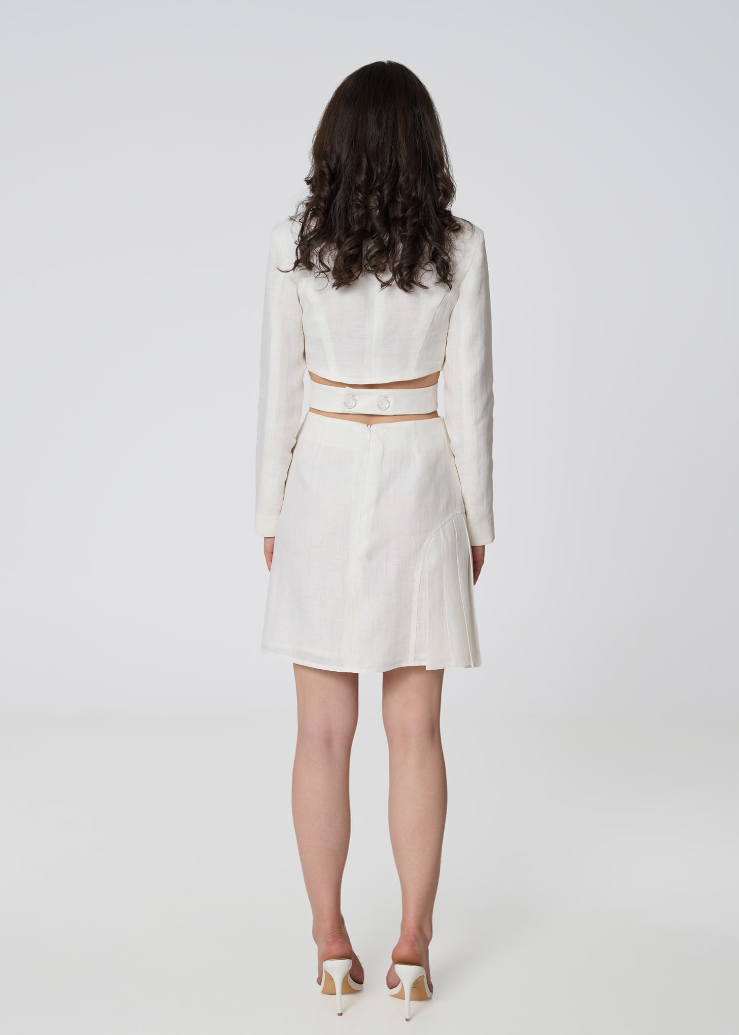 Linen Wrap Crop Blazer – Ivory - GIORGIA LUCASI